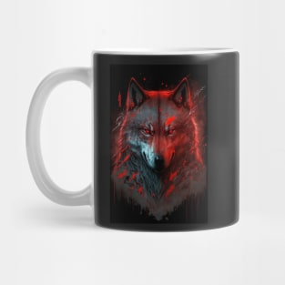 Handsome Wolf portrait with red glow Mug